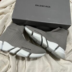 Balenciaga Speed 2.0 Ribbed Stretch Women's Sneakers EU 41 US 11 Grey NEW